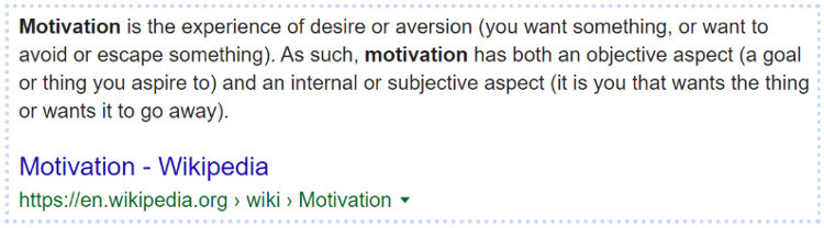 Wikipedia on motivation