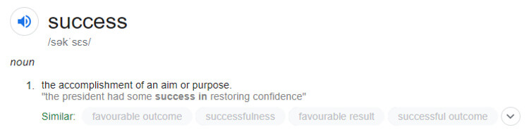 Google definition of success