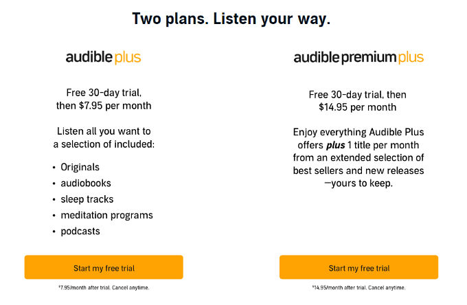 Audible Plus and Audible Plus Premium